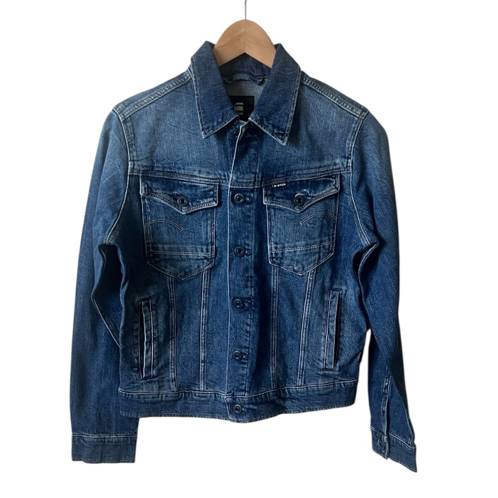 G-Star RAW Arc 3D Denim Jean Jacket Womens Small NWT Blue Trucker $130